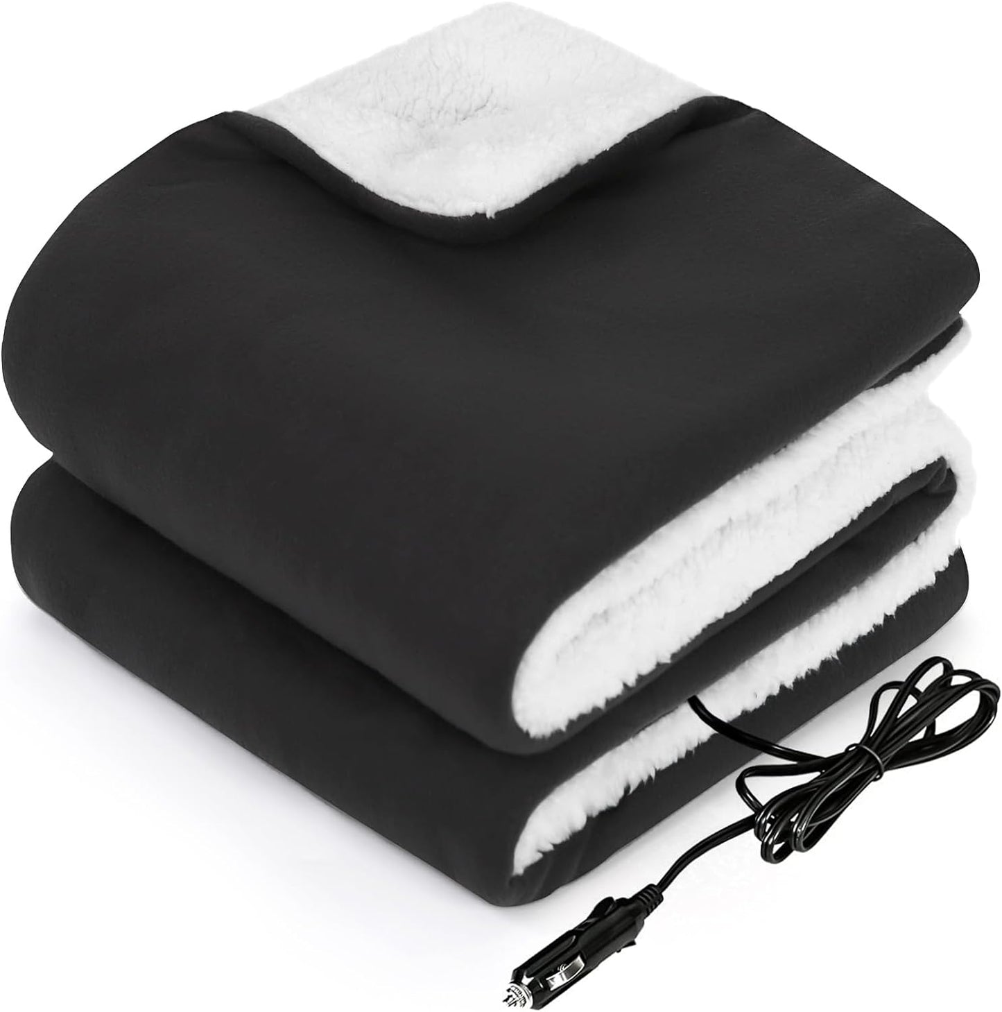 Sealy SEALY 12-Volt Heated Car Blanket, Portable Heated Blanket with 3 Heating Levels & 4 Hours Auto Off, Electric Blanket for Car, Truck, SUV, RV or Camping, Machine Washable, 59" X 43", Charcoal