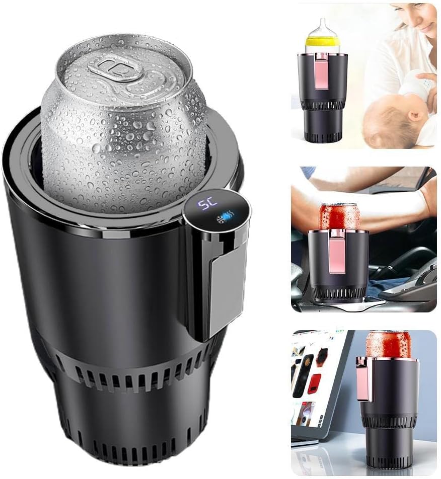 Car Cup Warmer Cooler 2 in 1 Auto Car Cup Holder Smart Cooler Warmer Heater Car Cooling and Heating Cup Holder for Coffee Beverage Milk (Purple gold)