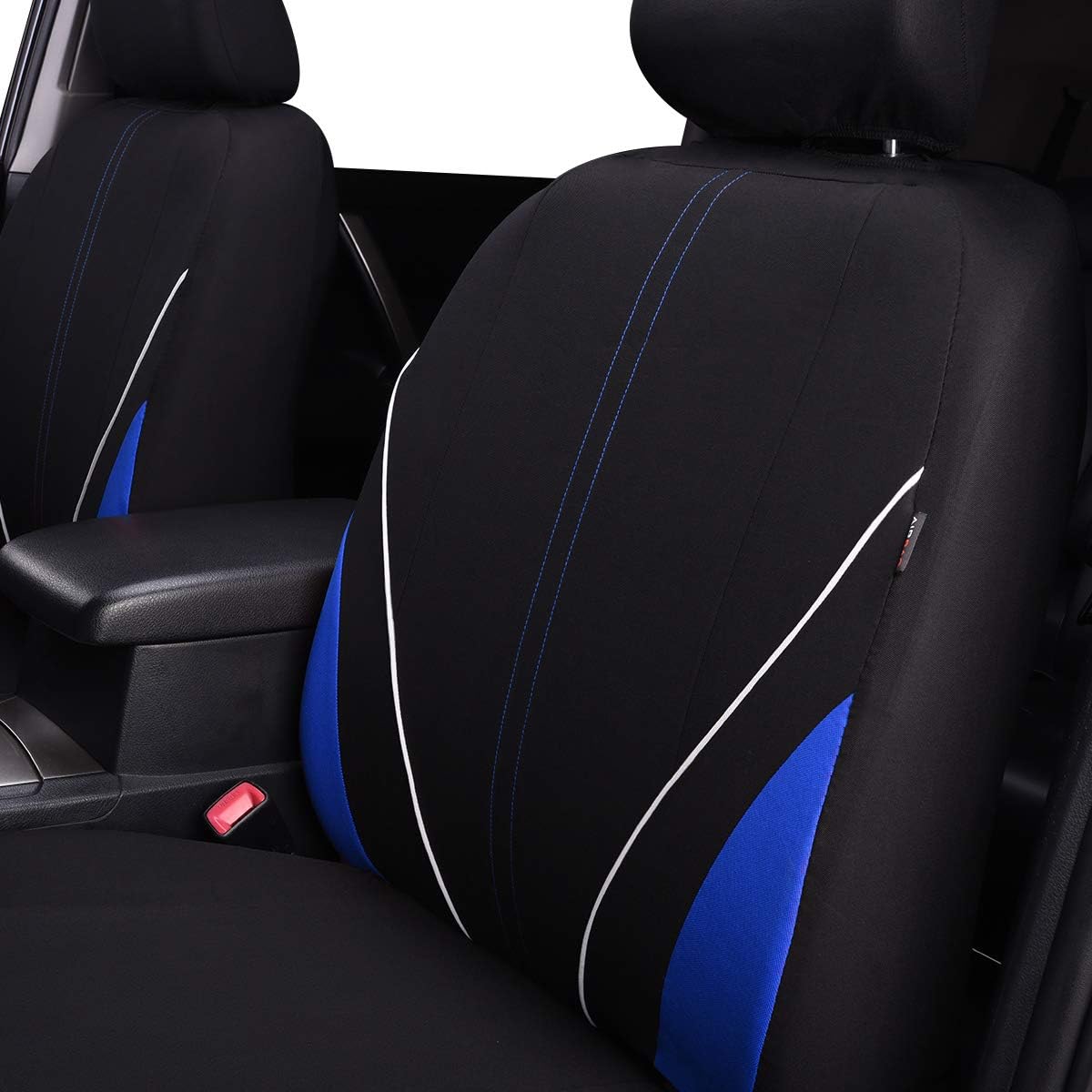Flying Banner car seat Covers Fashion Sporty Full Set Pipping Front Rear Bench Protectors Rear Bench Split 40/60 50/50 60/40 Easy Installation (Blue Black)