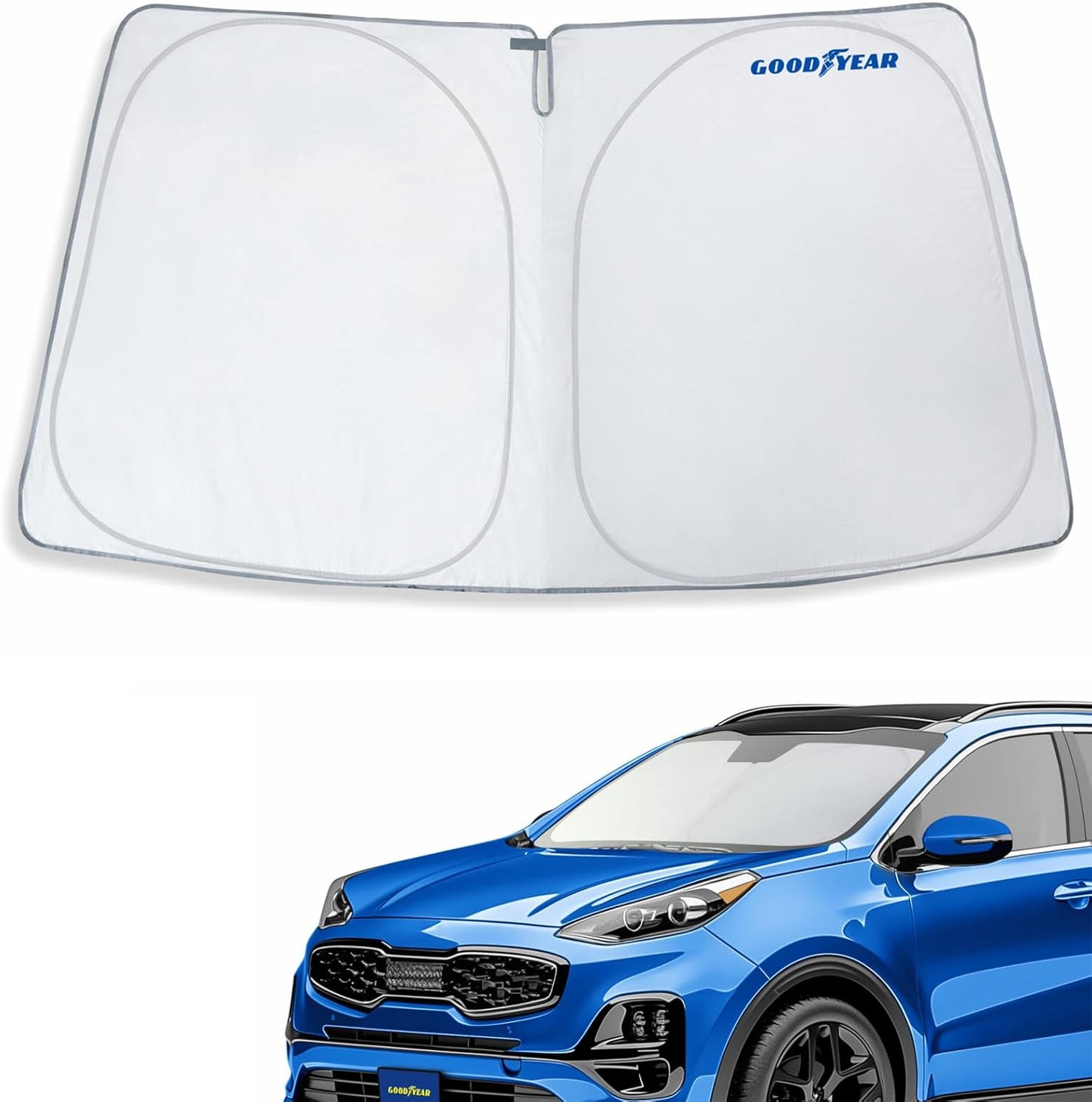 Goodyear Foldable Windshield Sunshade for Chevrolet (Chevy) Tahoe 2021-2025, SUV car Accessories, Sunshade Cover, Sun Shade Car Windshield, Window Sun Blocker - GY008221