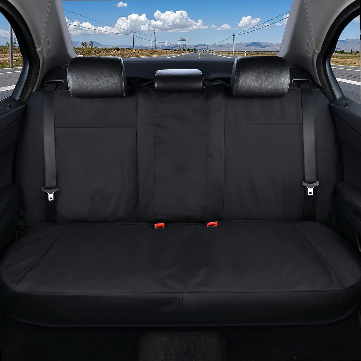 Coverado Car Back Seat Cover, Universal Oxford Back Seat Protector for Kids & Dogs, Waterproof Rear Seat Cover for Car, Car Seat Protector for Back Seat Fit for Cars Suvs Trucks and Vans(L,Black)