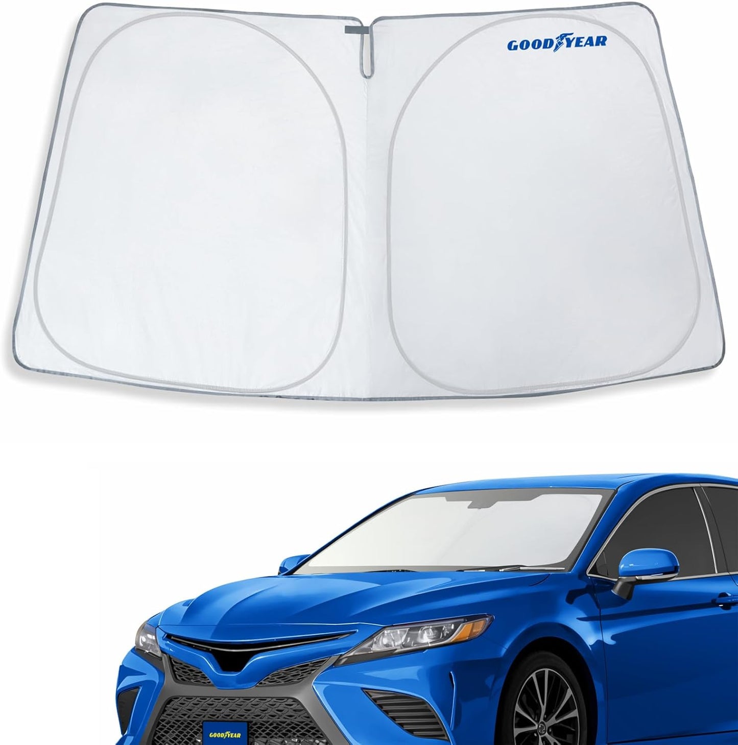 Goodyear Foldable Windshield Sunshade for Chevrolet (Chevy) Tahoe 2021-2025, SUV car Accessories, Sunshade Cover, Sun Shade Car Windshield, Window Sun Blocker - GY008221