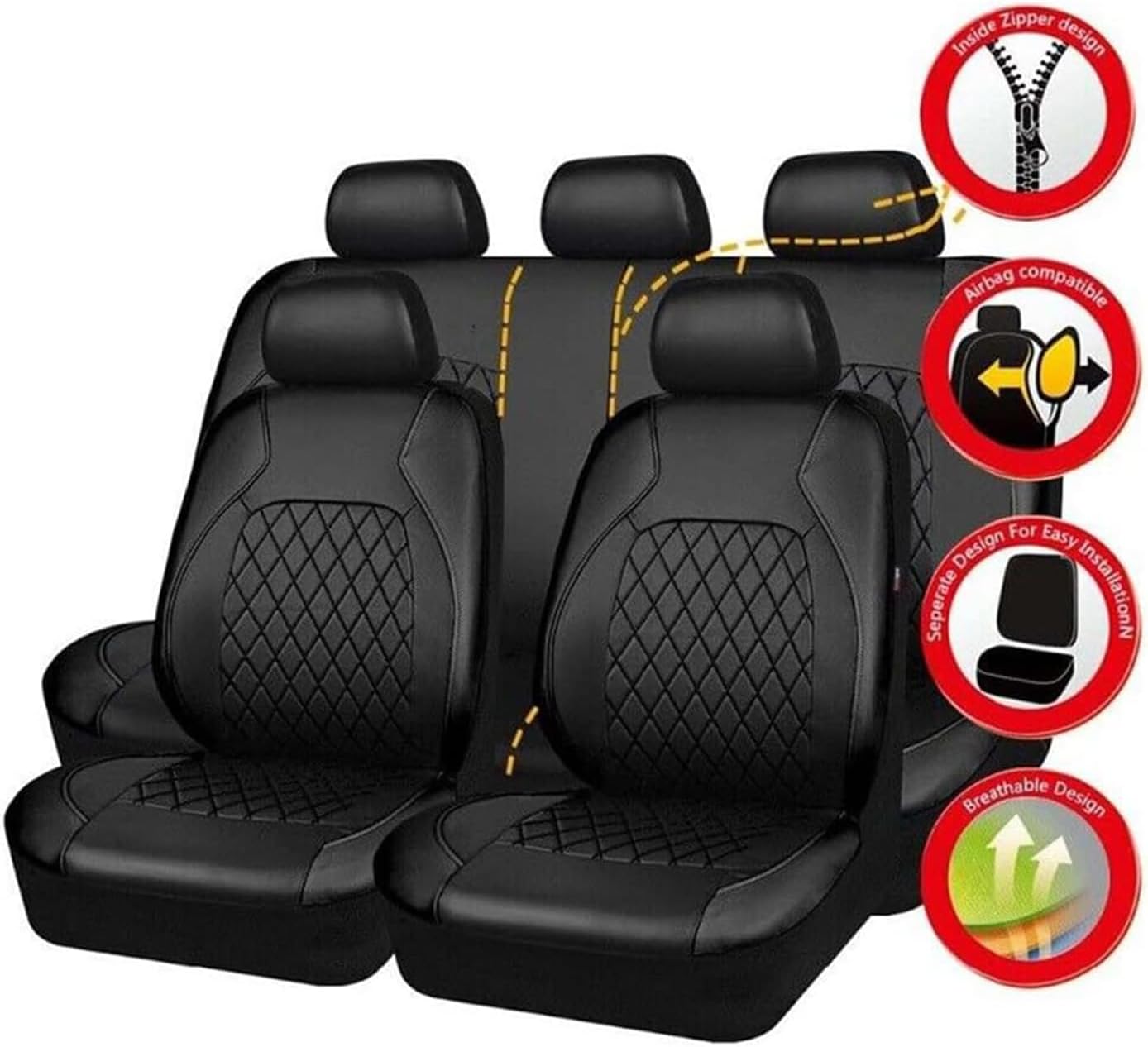 Leather Car Seat Covers Full Set for Mitsubishi Eclipse Cross GK/GK Facelift 2018 2019 2020 2021 2022 2023 2024, Set Automotive Seat Protector Waterproof Nonslip Cushion Car Seat Cover,B