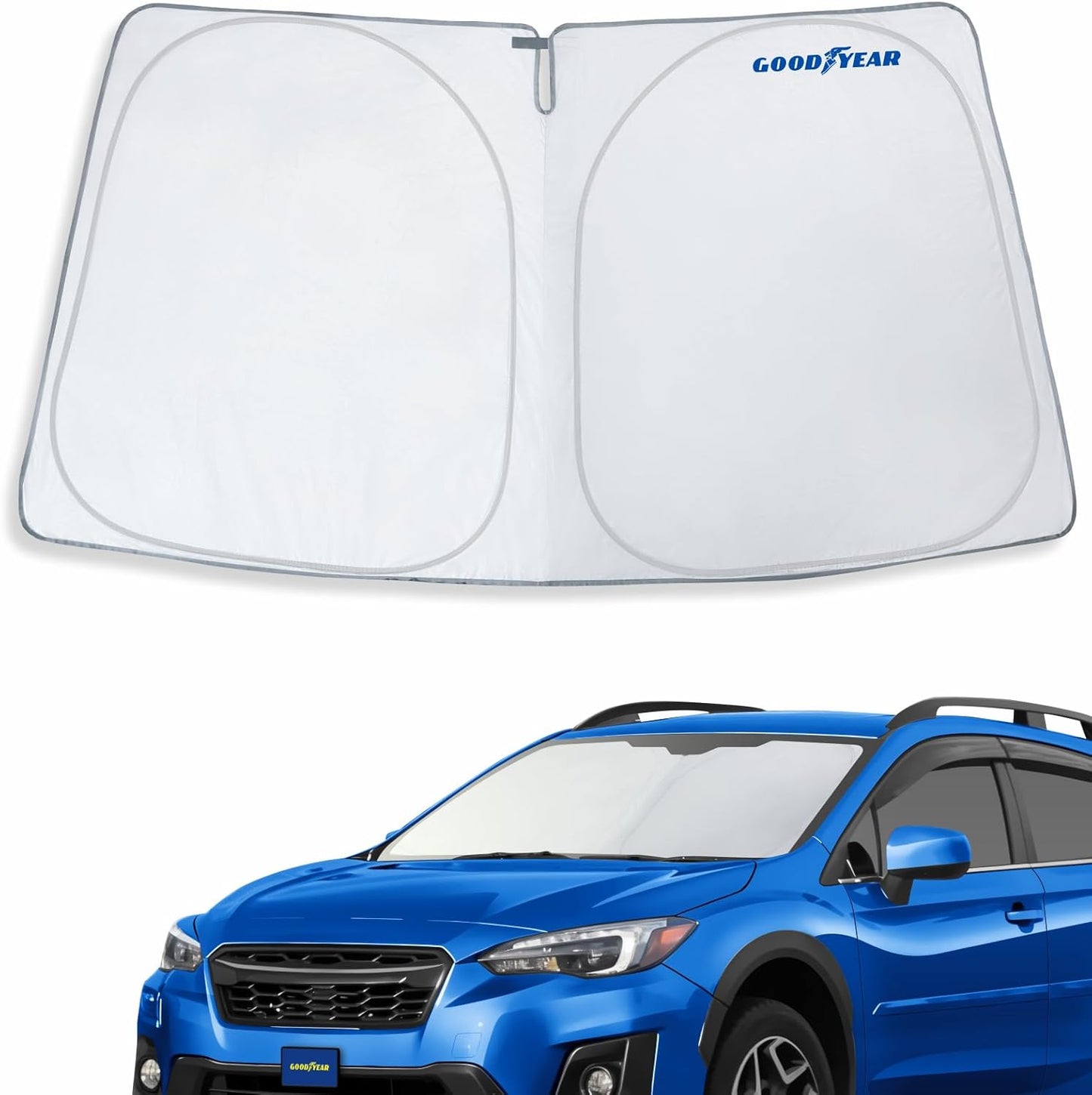 Goodyear Foldable Windshield Sunshade for Chevrolet (Chevy) Tahoe 2021-2025, SUV car Accessories, Sunshade Cover, Sun Shade Car Windshield, Window Sun Blocker - GY008221