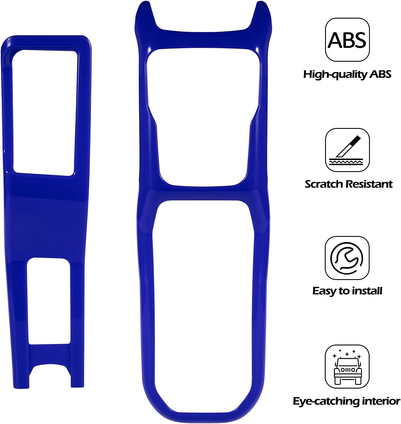 LAIKOU Left & Right 4WD Gear Shift Panel Cover Trim Control Center Console Water Cup Holder Frame Interior Accessories Fits for Jeep Wrangler JL JLU 2018-2024 & Gladiator JT (Blue)