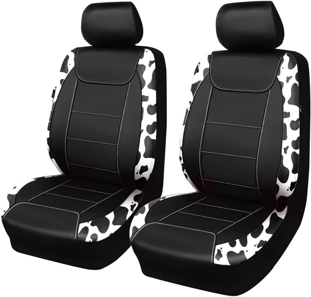 Flying Banner car seat Covers Protects Water Proof Faux Leather Carbon Fiber Front and Rear Bench (Black Black, Full Set - 9PCS)