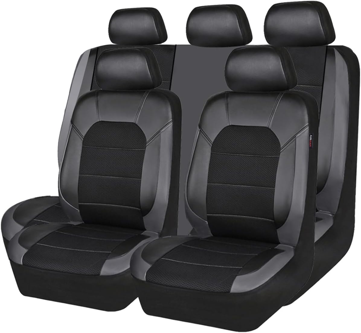 CAR PASS Leather Car Seat Covers Front Seats only, with Air Mesh Front Seat Covers Breathable, Cool Automotive Seat Covers 2 Pack, Universal Fit Most Cars,SUV,Truck,Van Airbag Compatible(Black Green)