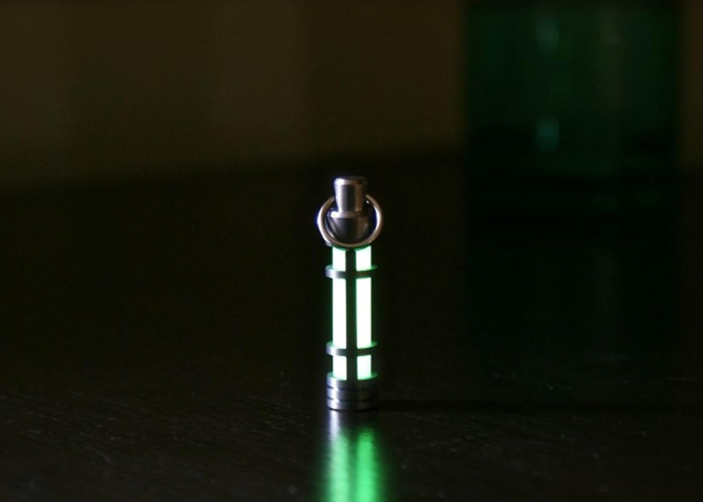 TEC Accessories Embrite Glow Fob - Titanium, Green Embrite Pellet - Glow in the Dark Keychain Accessories - Everyday Carry Key Fob Keychain for Indoor and Outdoor Use, Green, 0.38 x 0.38 x 1.75 inches