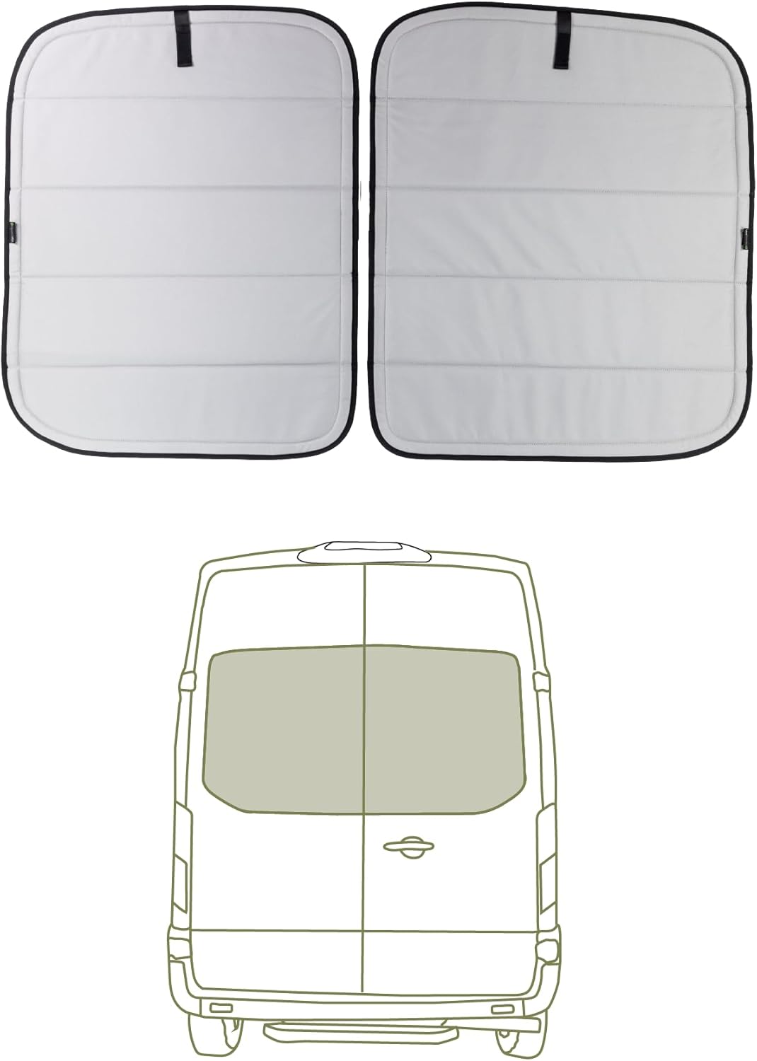 VanEssential Insulated Blackout Crew Window Cover Designed for Ford Transit Van Year 2015 to Current with NO Plastic Trim - Cool Gray