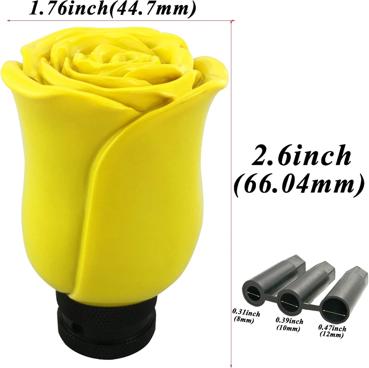 Abfer Gear Stick Knob Shift Rose Flower Shape Car Shifter Handle Replacement Fit Most Manual Auto Transmission Vehicles (Yellow)