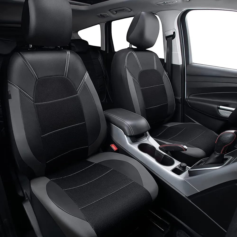 for Ford Maverick 2022 2023 2024 2025 Car Cover Seats Full Set, 9pcs Set Leather Car Seat Cushion Protectors, Airbag Compatible, 5 Seats,B/BlackGrey