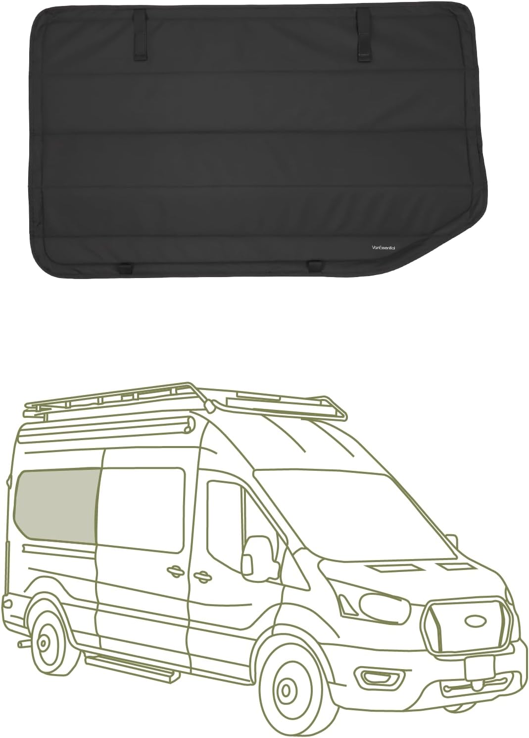 VanEssential Insulated Blackout Crew Window Cover Designed for Ford Transit Van Year 2015 to Current with NO Plastic Trim - Cool Gray
