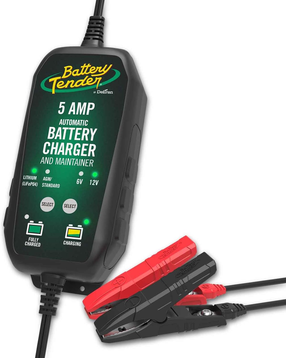 Battery Tender 5 AMP 12V Battery Charger and Maintainer - Automotive Smart Fully Automatic Battery Charger for Cars SUVs and Trucks -Lead Acid & Lithium Battery Charger - 022-0186G-DL-CA