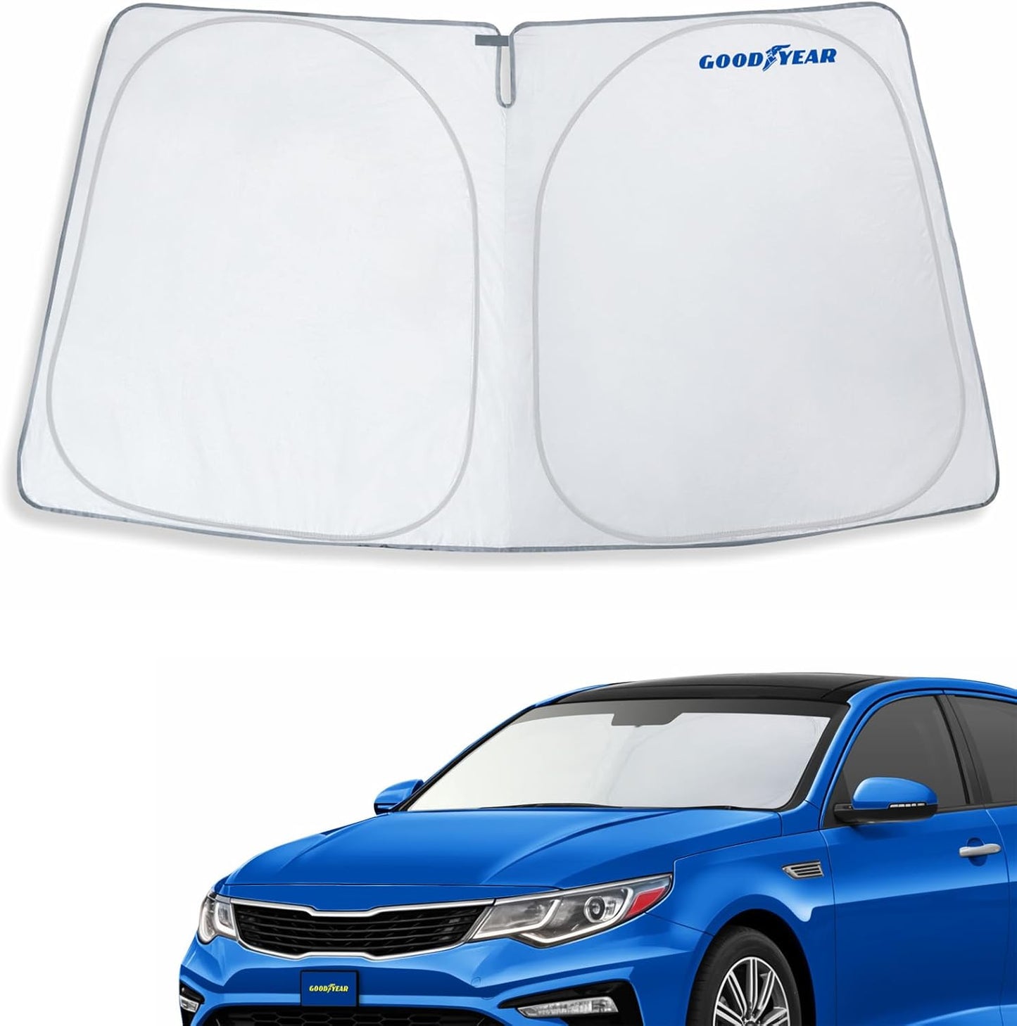 Goodyear Foldable Windshield Sunshade for Chevrolet (Chevy) Tahoe 2021-2025, SUV car Accessories, Sunshade Cover, Sun Shade Car Windshield, Window Sun Blocker - GY008221