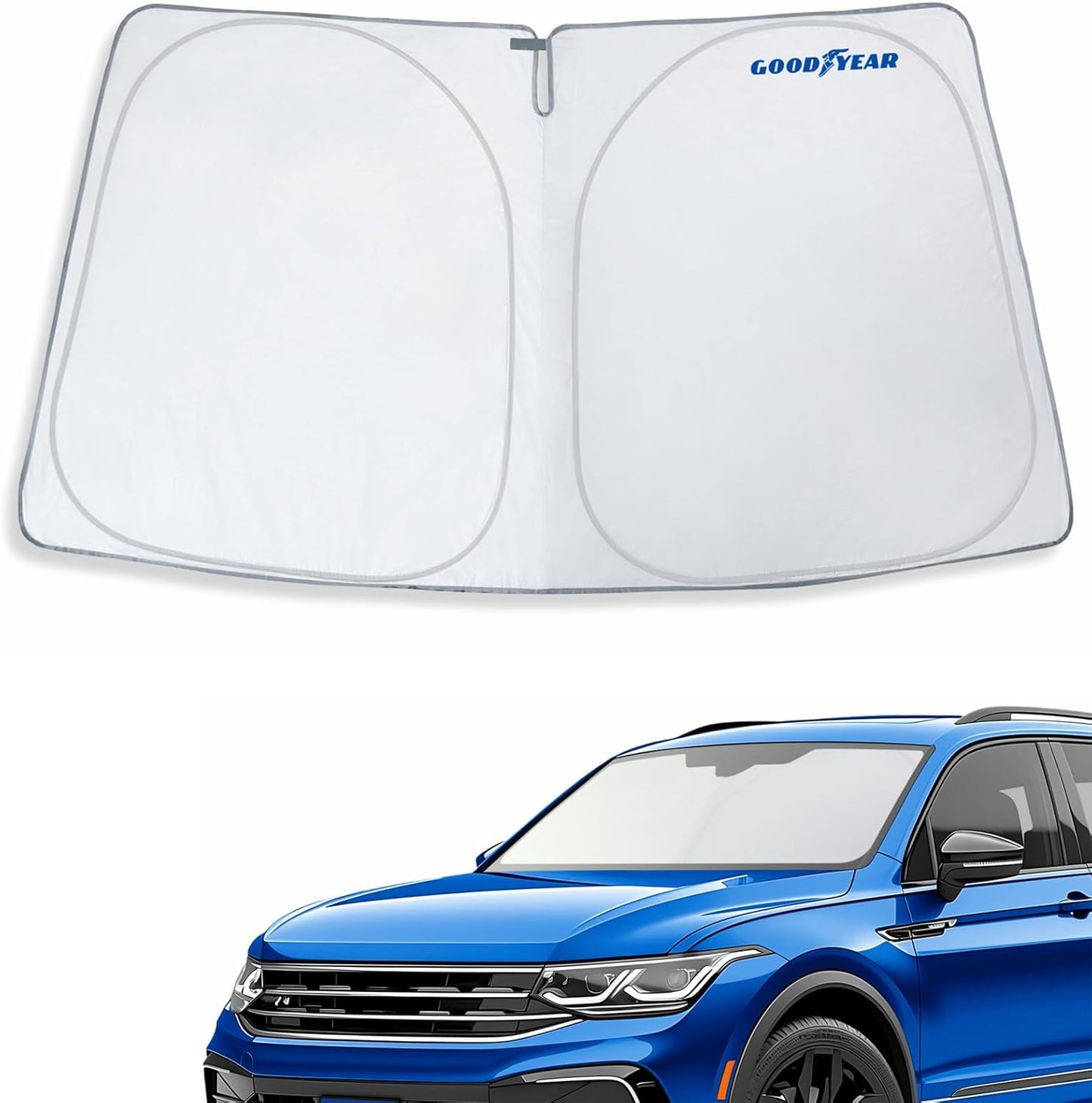 Goodyear Foldable Windshield Sunshade for Chevrolet (Chevy) Tahoe 2021-2025, SUV car Accessories, Sunshade Cover, Sun Shade Car Windshield, Window Sun Blocker - GY008221