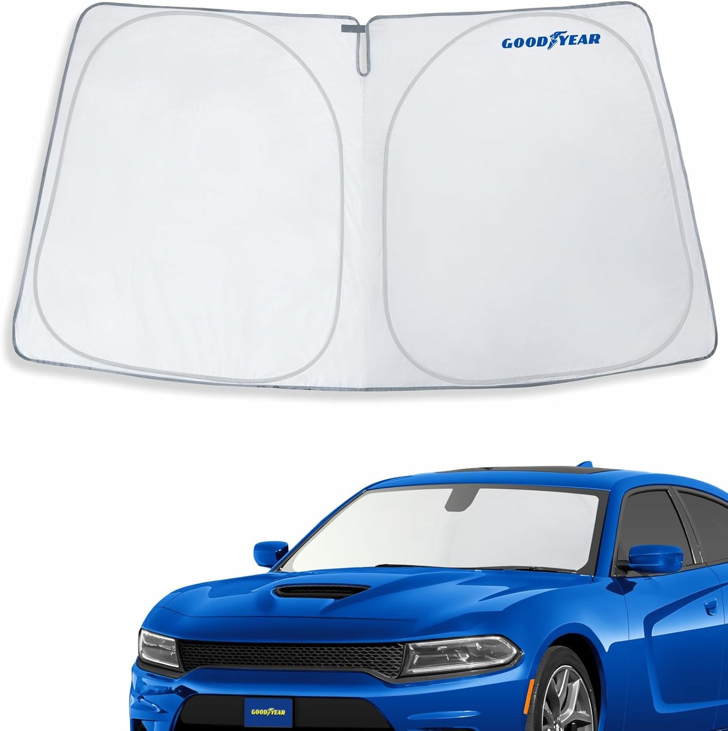 Goodyear Foldable Windshield Sunshade for Chevrolet (Chevy) Tahoe 2021-2025, SUV car Accessories, Sunshade Cover, Sun Shade Car Windshield, Window Sun Blocker - GY008221