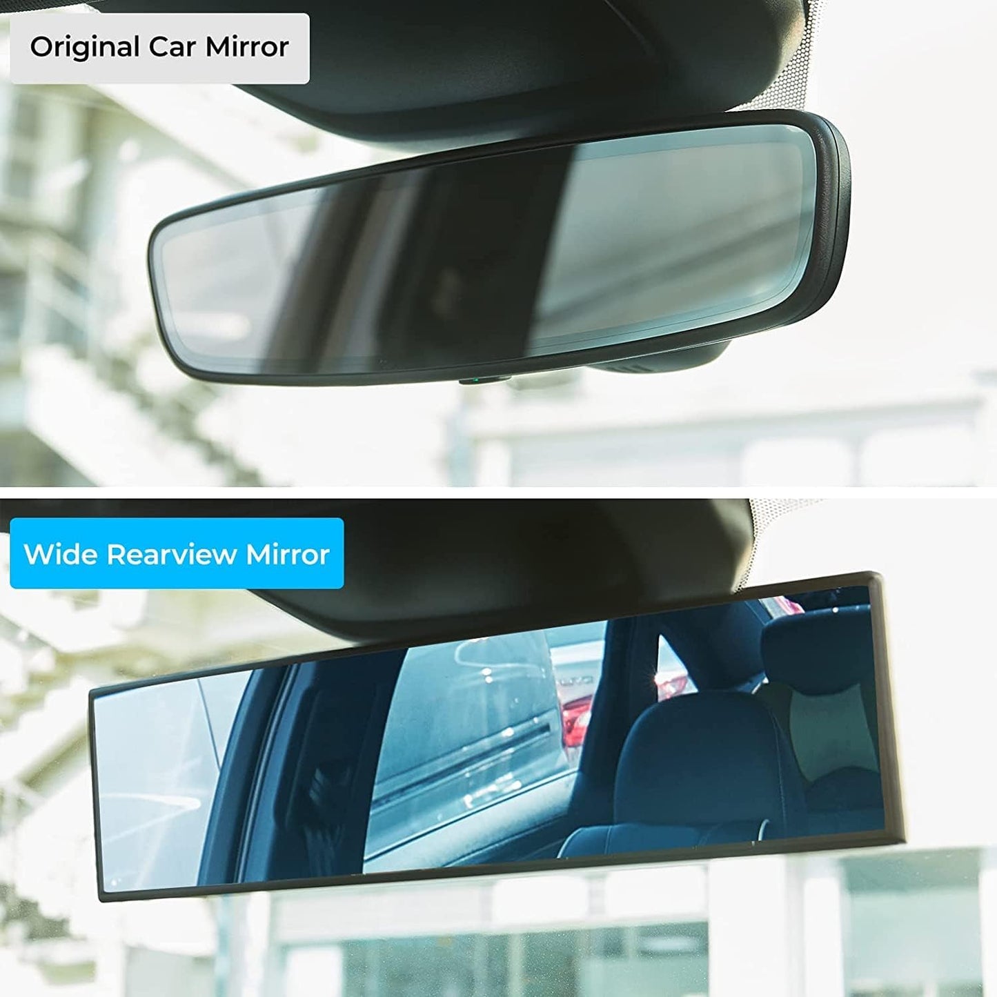 JOYTUTUS Rear View Mirror, Universal 11.81 Inch 2 Pack Panoramic Convex Rearview Mirror, Interior Clip-on Wide Angle Rear View Mirror to Reduce Blind Spot Effectively for Car SUV Trucks -Blue