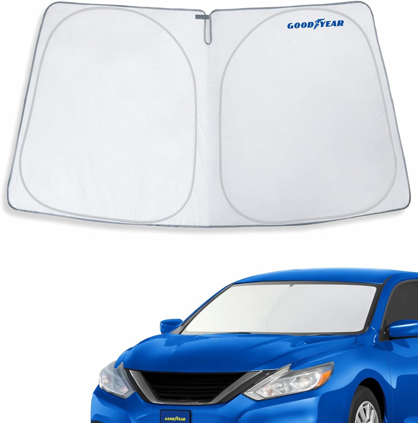 Goodyear Foldable Windshield Sunshade for Chevrolet (Chevy) Tahoe 2021-2025, SUV car Accessories, Sunshade Cover, Sun Shade Car Windshield, Window Sun Blocker - GY008221