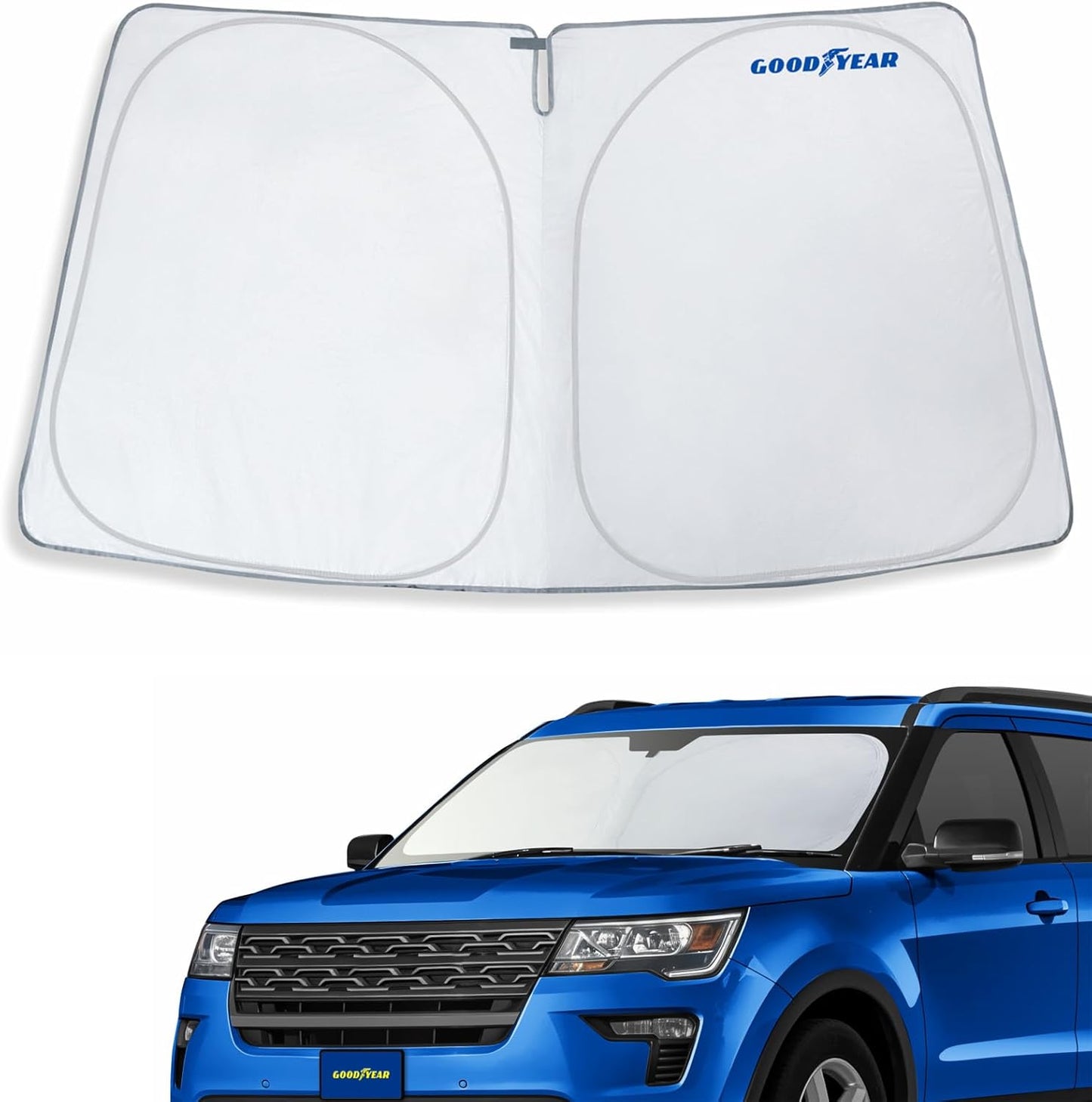 Goodyear Foldable Windshield Sunshade for Chevrolet (Chevy) Tahoe 2021-2025, SUV car Accessories, Sunshade Cover, Sun Shade Car Windshield, Window Sun Blocker - GY008221