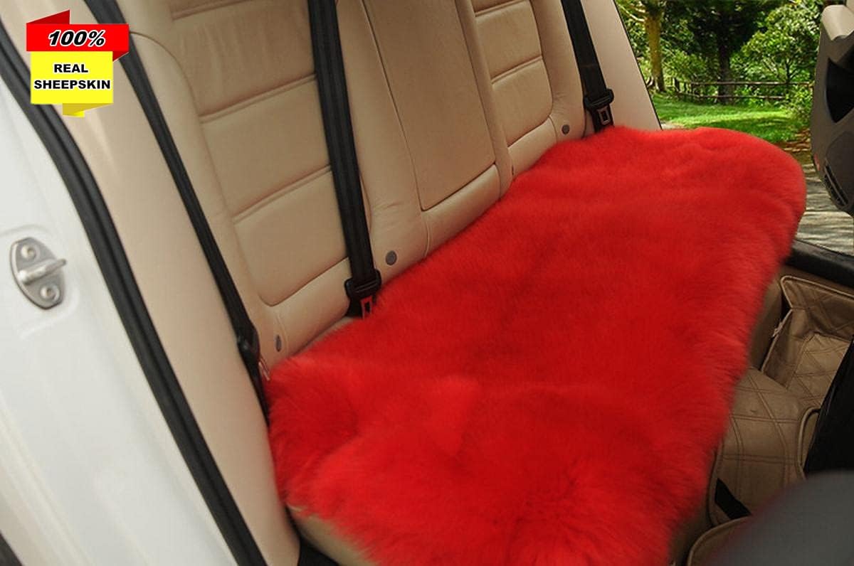 Sisha-A Winter Warmth: Universal Sheepskin Seat Cushion Cover - Natural Wool, for Cars, Trucks, SUVs & Vans - Cozy & Stylish Driving Companion Rear Beige Yellow