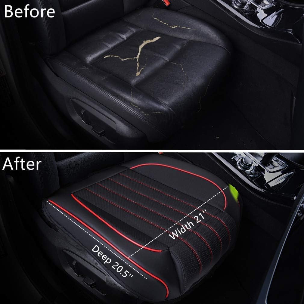 HONCENMAX Car Seat Cover Cushion, Auto Bottom Front Driver & Passenger Seat Protector Pad with Leg Support Pillow /3D Edge Wrapping, Fit Most Sedan, Vehicles, SUV, or Van - 2PCS