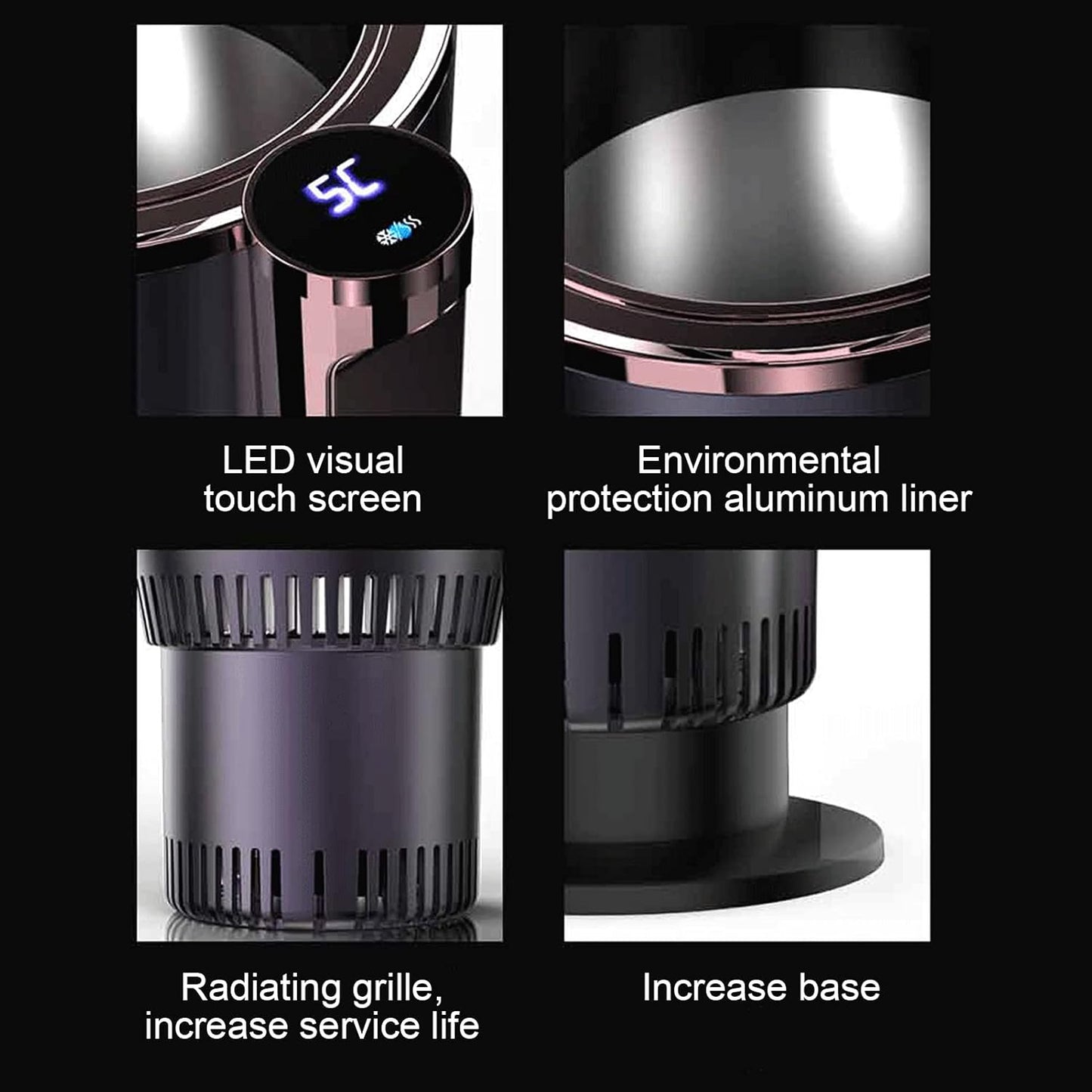 Car Cup Cooler Warmer, 2 in 1 Cooling Heating Mug Holder Cigarette Lighter Powered with LCD Display DC12V Keep Beverage Cool Warm Road Tripper