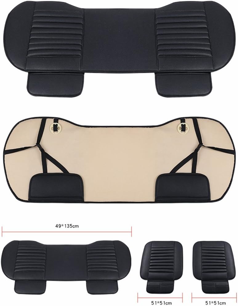 HONCENMAX Car Interior Seat Cushion Cover Pad Mat for Auto Car Supplies PU Leather Bamboo Charcoal [Without Backrest] - 2+1 Front & Rear Seat Covers