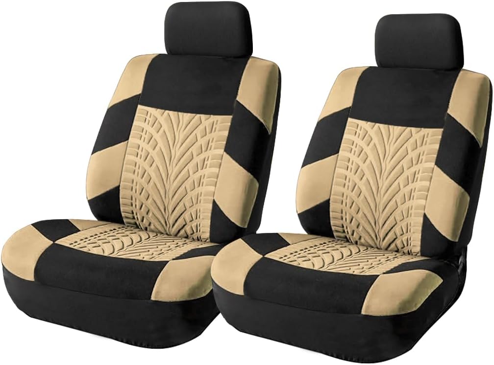 Car Seat Covers Full Set, Polyester Front Bucket Seat Protectors with Split Bench Back Seat Covers, Breathable Thicken Premium Sporty Seat Cushions, Auto Accessories for Car, SUV (Orange/Front,Back)