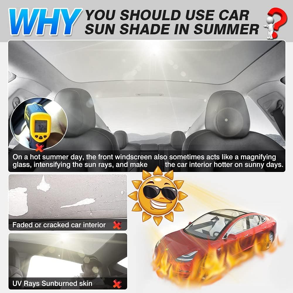 T TGBROS Sunshades for 2021-2024 2025 Tesla Model 3 Windshield Rear Sunroof Triangular Window Privacy Car Sun Shades Blocks UV Rays Keeps Your Vehicle Cool 7PCS(Not Fit for 2017-2020)