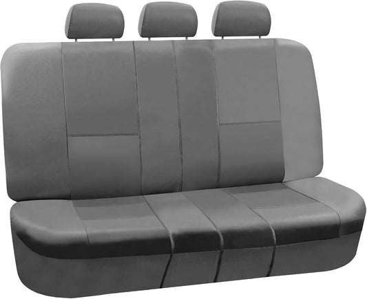 FH Group PU Leather 40/60, 60/40, 50/50 Split Bench Cover w. 3 Headrests Gray