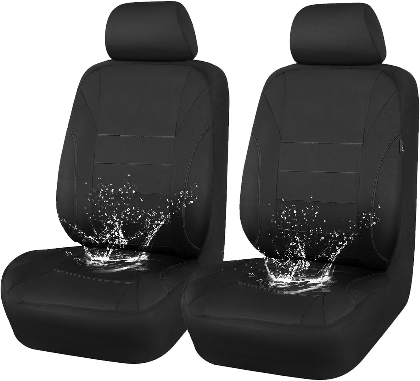 CAR PASS Neoprene Waterproof Seat Covers, Universal Fit Black Full Sets, Protective Interior Covers for Auto SUV, Vans, Sedans, Trucks