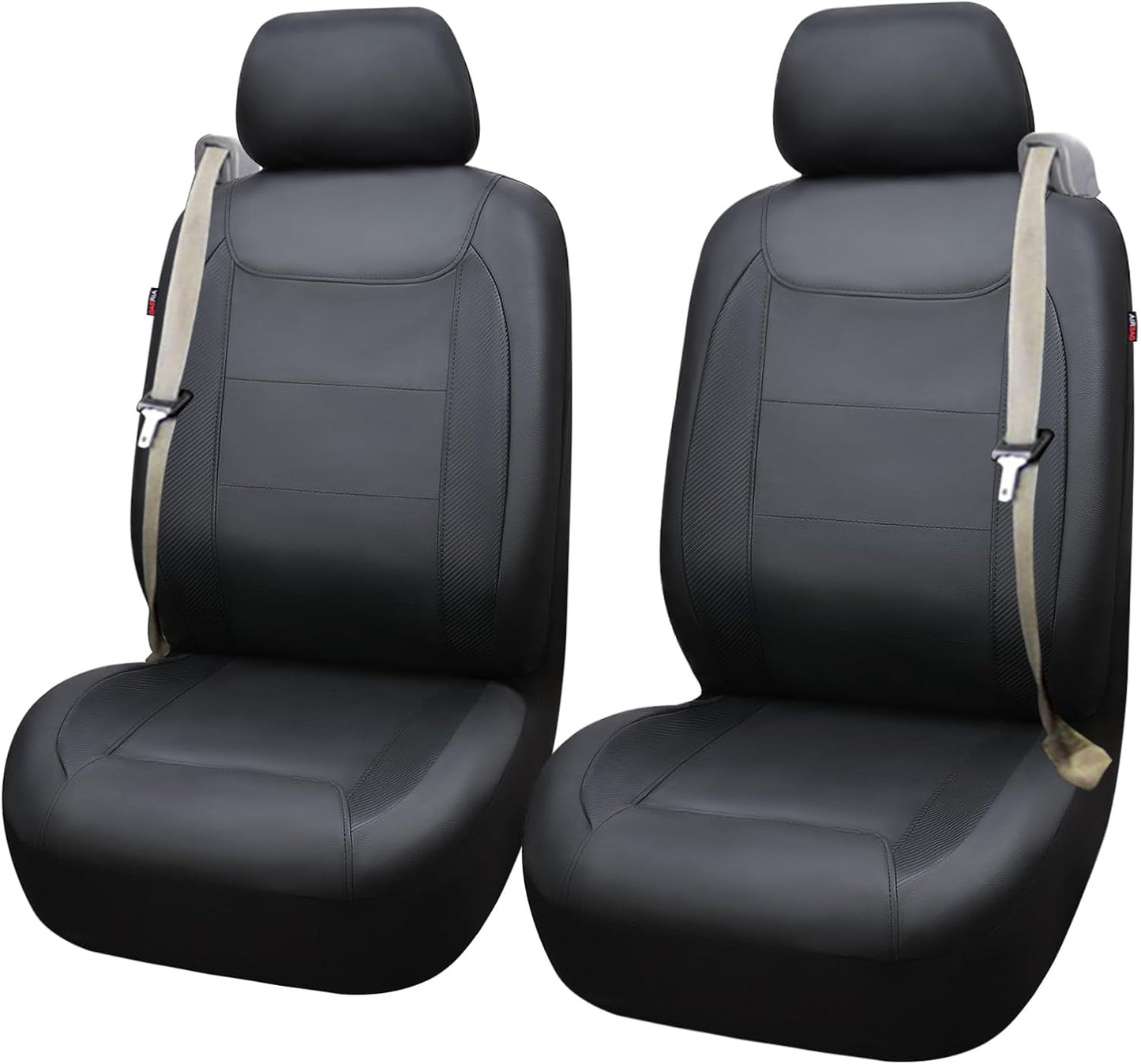 Flying Banner car seat Covers Quality Carbon Fiber Air Mesh Fabric Sport Low High Back Bucket Back Pocket Arm Rest (2 Fronts - High Bucket, Blue)