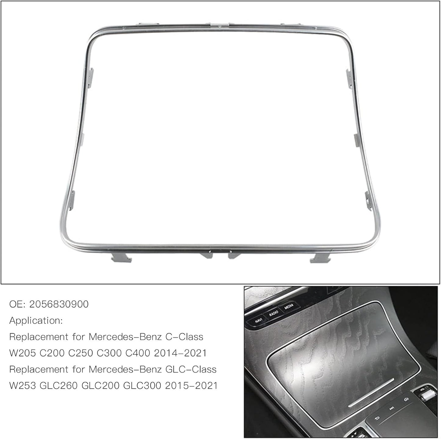Car Cup Holder Trim Cover 2056830900 Center Console Car Water Cup Holder Cover Frame Trim for C Class W205 C200 C250 C300 C400