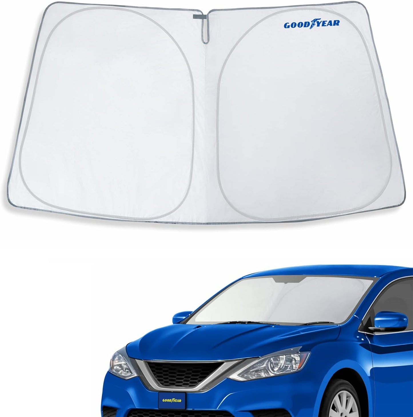 Goodyear Foldable Windshield Sunshade for Chevrolet (Chevy) Tahoe 2021-2025, SUV car Accessories, Sunshade Cover, Sun Shade Car Windshield, Window Sun Blocker - GY008221
