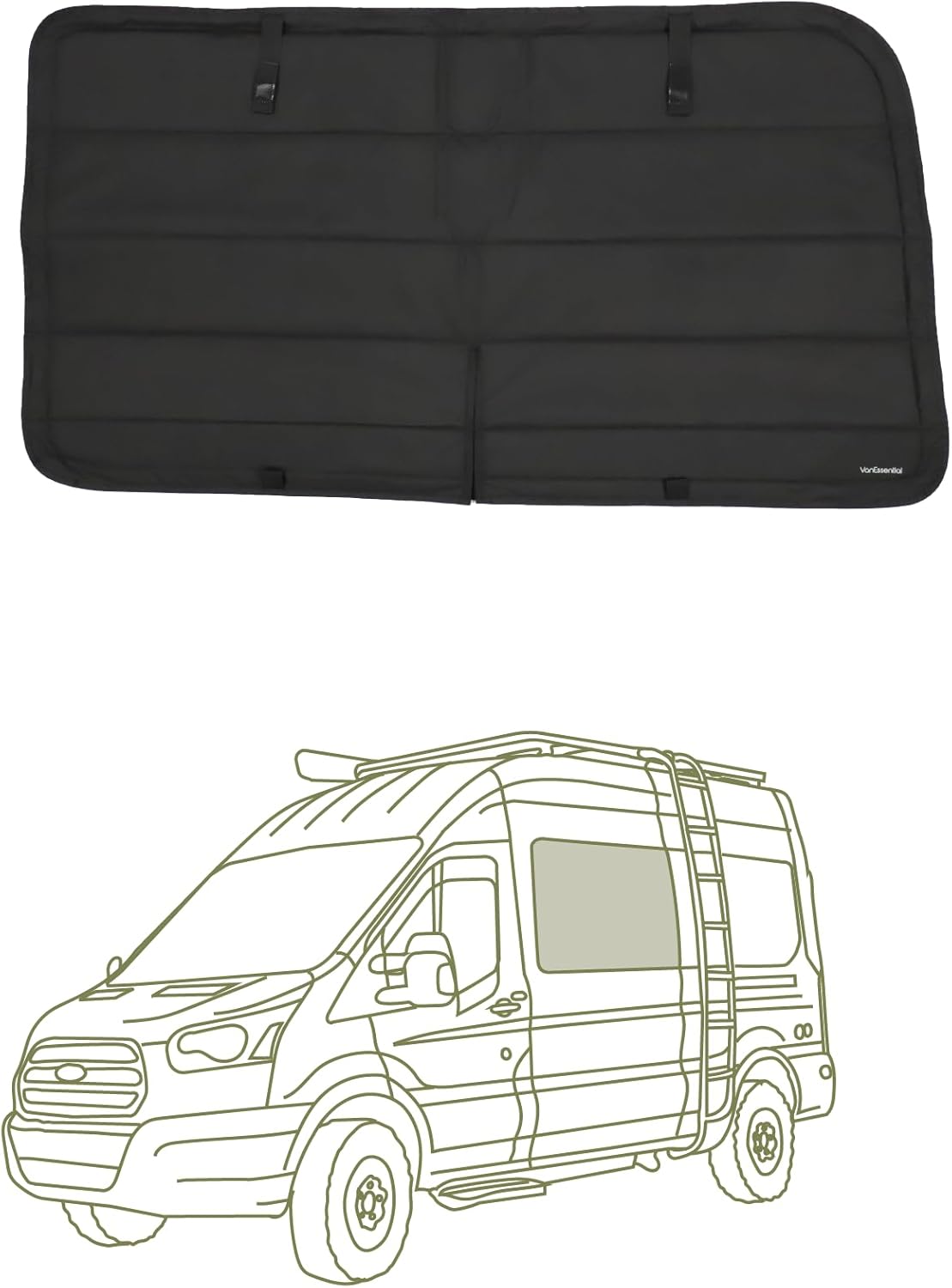 VanEssential Insulated Blackout Crew Window Cover Designed for Ford Transit Van Year 2015 to Current with NO Plastic Trim - Cool Gray