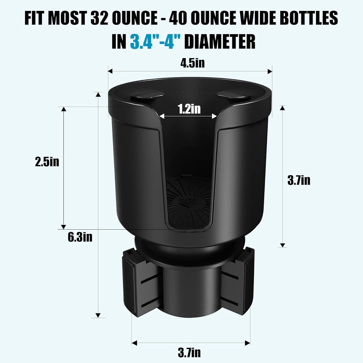 Upgraded Car Cup Holder Expander Adapter with Offset Adjustable Base, Compatible with Yeti 14/24/36/46oz Ramblers, Hydro Flasks 32/40oz, Other Large Bottles Mugs in 3.4"-4.0", 2 Pack