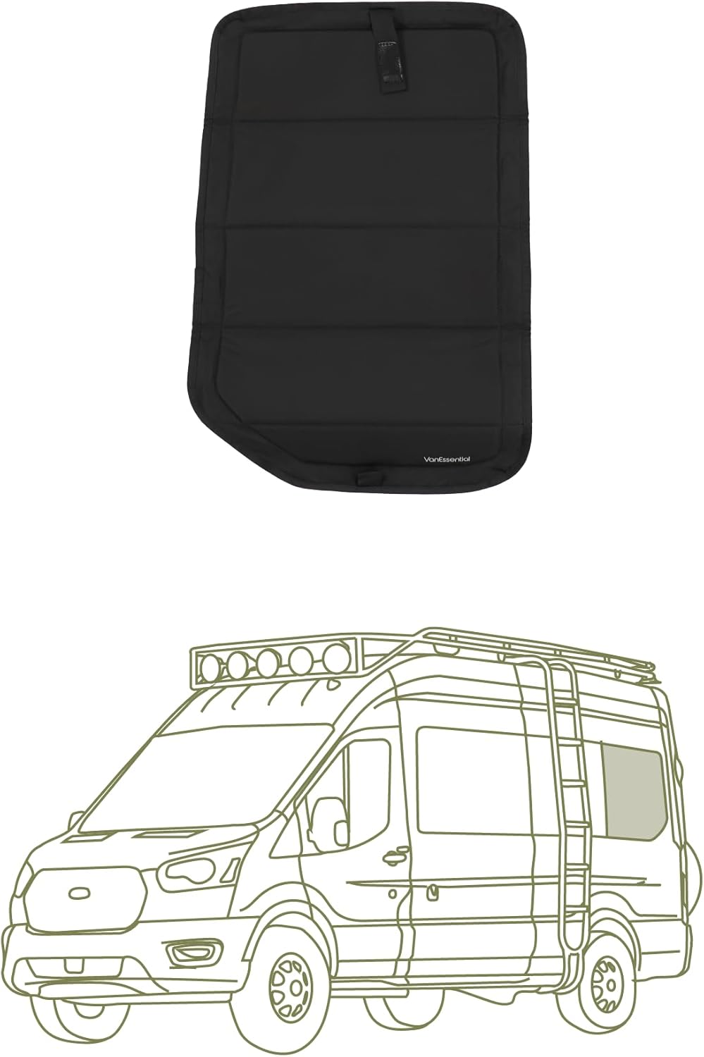 VanEssential Insulated Blackout Crew Window Cover Designed for Ford Transit Van Year 2015 to Current with NO Plastic Trim - Cool Gray