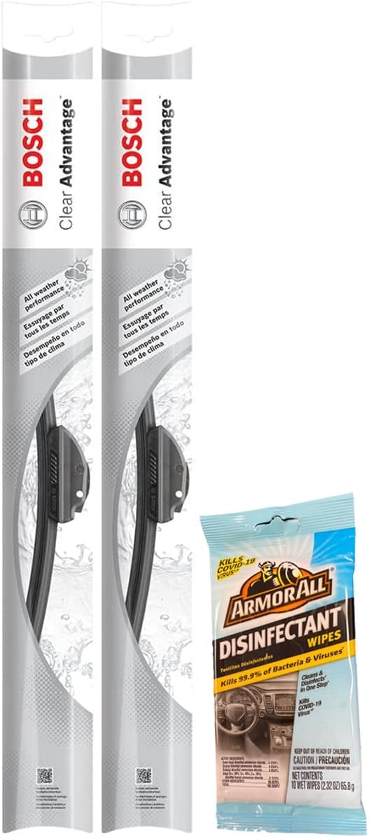 Bosch Clear Advantage 20" Wiper Blade Bundle With Armor All Cleaner Wipes (3 Items)