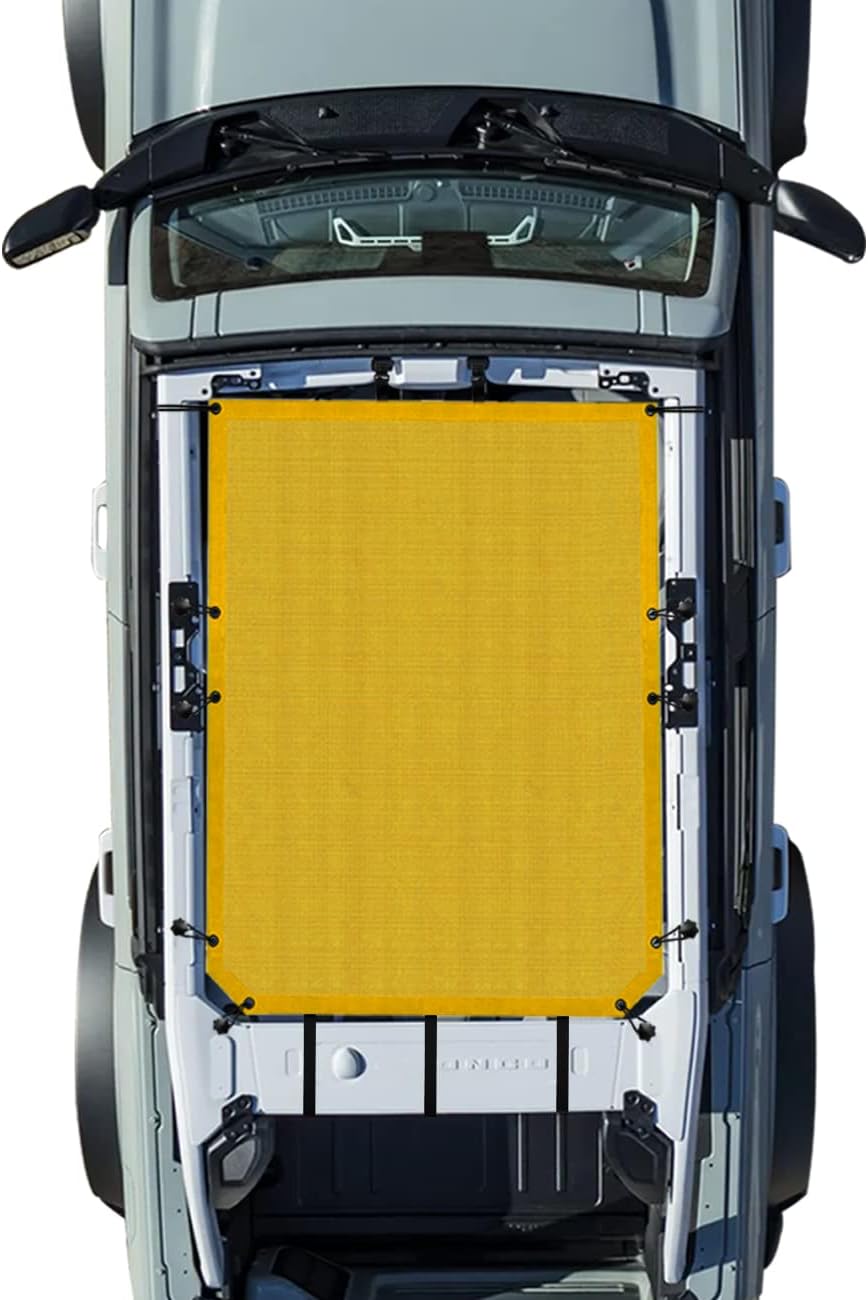 ROMASO Sunshade fit for Bronco 2021 2022 4-Door,Sun Shade Mesh Top for Ford Bronco,Heavy Duty Mesh Sunsahde Top(Yellow)