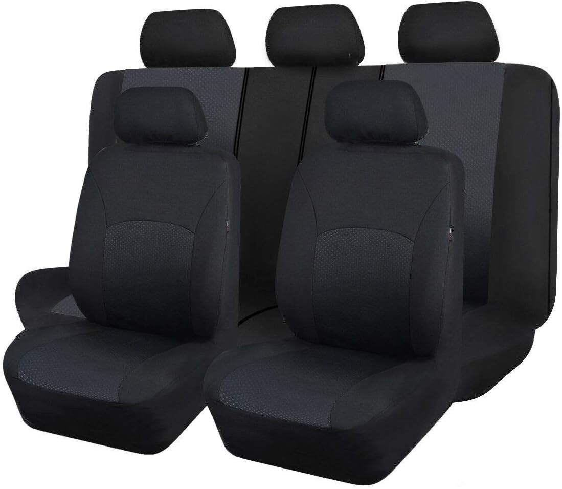 Flying Banner car seat Covers Full Set Protectors hot Stamp Breathable airbag Compatible Rear Bench Split 40/60 50/50 60/40 Easy to Install, Universal Fit for Auto Truck Van SUV (Solid Beige)