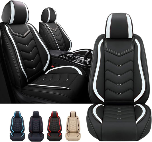 Car Seat Cover for Toyota Tacoma 2000-2024, Waterproof and Wear Resistant Sports Seat Cover, Premium Nappa Leather Seat Protector. (2 Seats Standard/Black White)