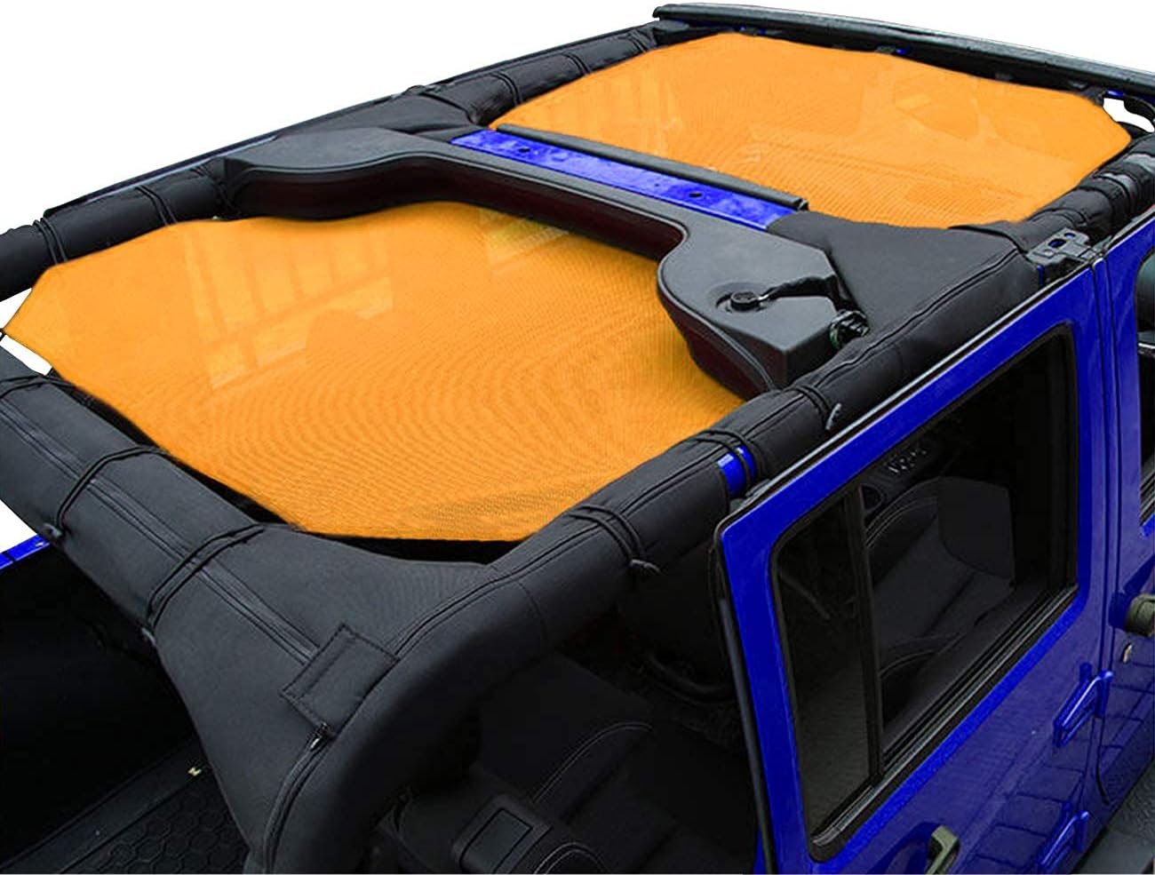 ROMASO Sunshade for Jeep, Sunshade for Jeep Wrangler JK JKU(2007-2017) Mesh Top Cover,Sunshade 4-Door, Mesh Sun Shade,Mesh Top 4 Door,Blocks UV, Wind, Noise (Yellow)