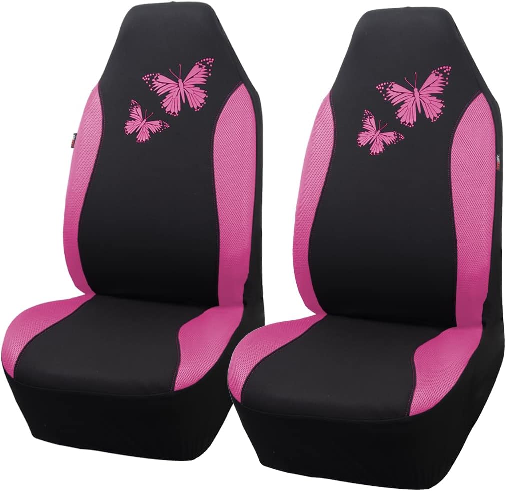 Flying Banner Butterfly car seat Covers ful Set Fashion Universal Lady Woman Female Rear Bench Split Colorized (Full Set, Purple)