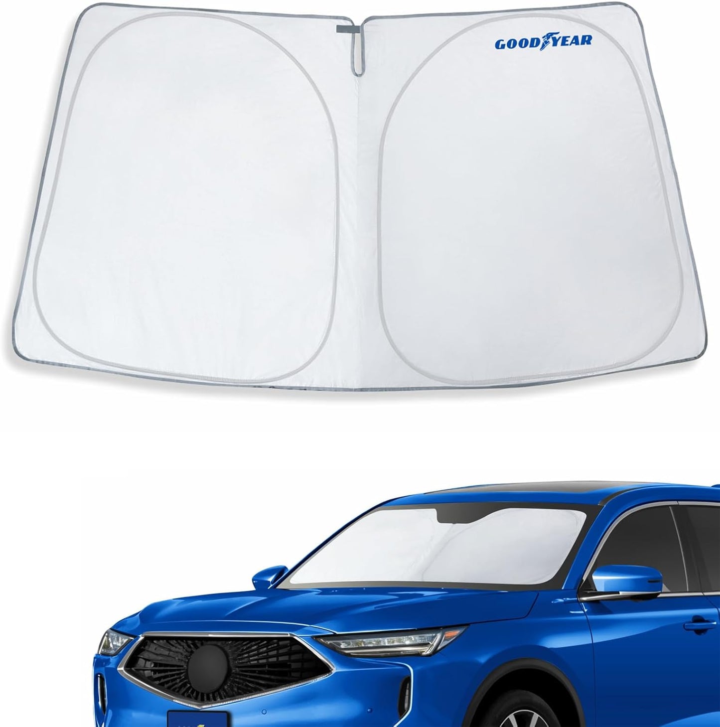 Goodyear Foldable Windshield Sunshade for Chevrolet (Chevy) Tahoe 2021-2025, SUV car Accessories, Sunshade Cover, Sun Shade Car Windshield, Window Sun Blocker - GY008221