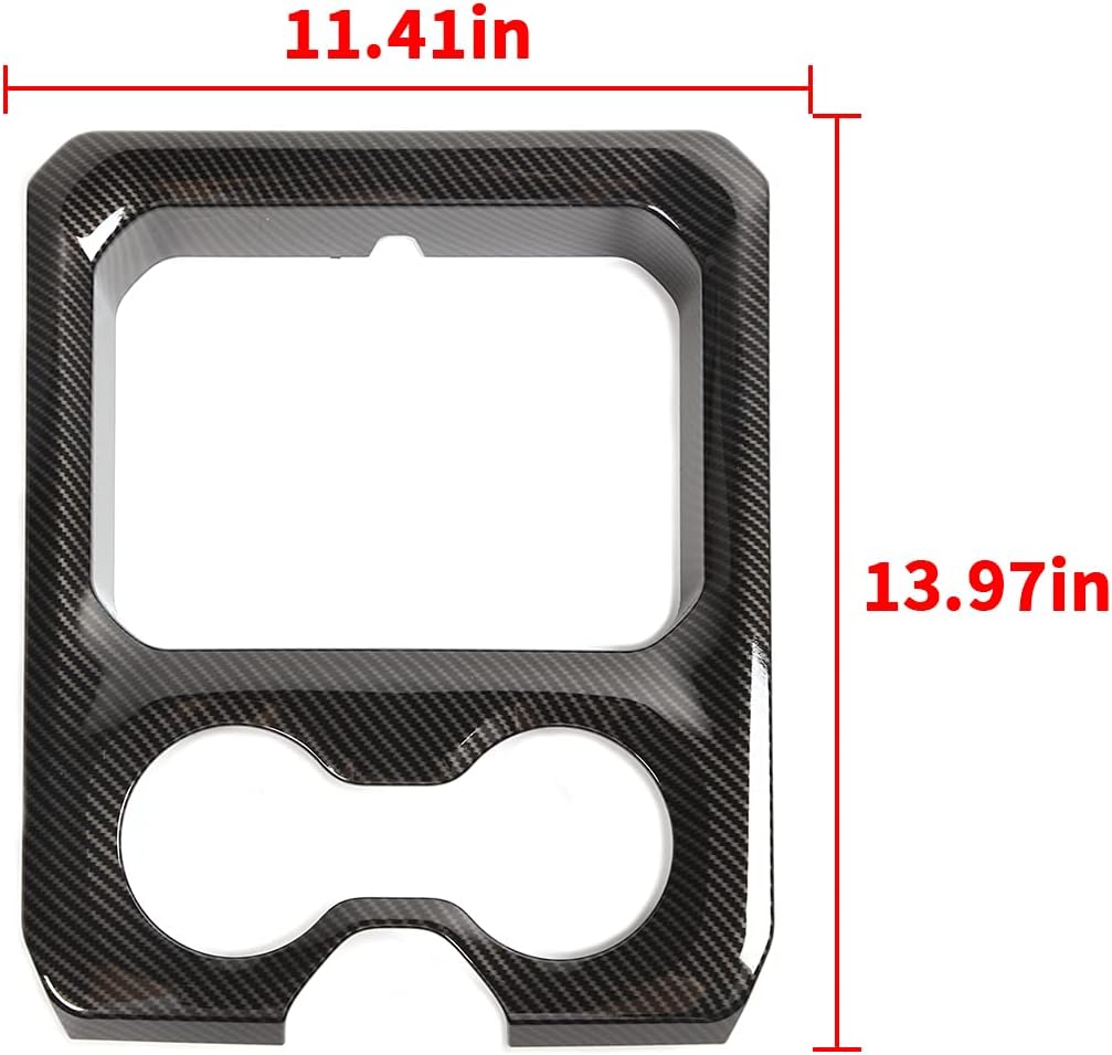 SQQP Carbon Fiber Center Console Dashboard Front Armrest Cup Holder Panel Cover Fit for 2019-2024 Dodge RAM 1500 2500 3500