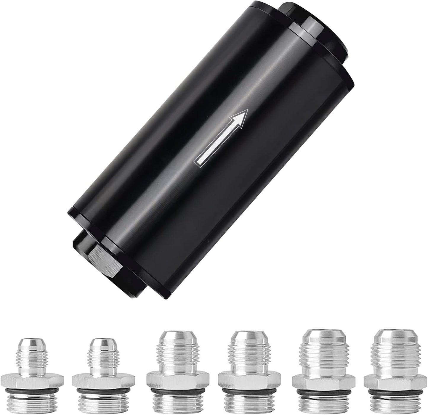 EVIL ENERGY 30 Micron Inline Fuel Filter with 6AN 8AN 10AN Adapter Universal 58MM