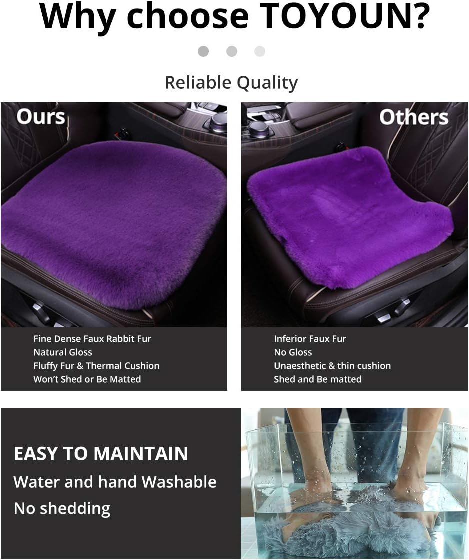 TOYOUN Universal Fuzzy Fur Car Seat Covers for Winter, Soft Warm Faux Rabbit Fur Sideless Front Bucket Seat Covers Fluffy Furry Car Seat Covers Cushion Accessories for Women,1PC, Blue