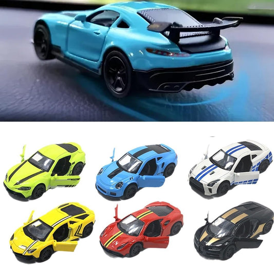 Dashboard Drifters Collection, Alloy Car Model Drifting Spin Ornament for Car–Stylish Vehicle Interior, Car Dashboard Decorations,Drifting Car Dash Ornament, Vehicle Turn and Follow Drift (SET(6PCS))