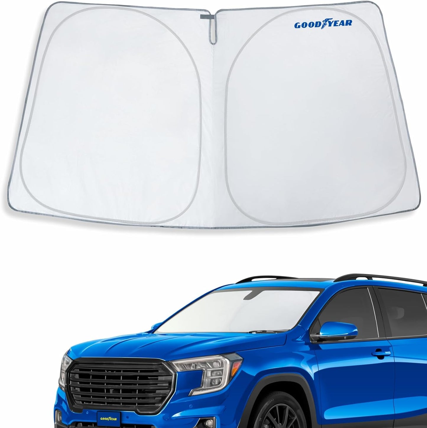 Goodyear Foldable Windshield Sunshade for Chevrolet (Chevy) Tahoe 2021-2025, SUV car Accessories, Sunshade Cover, Sun Shade Car Windshield, Window Sun Blocker - GY008221
