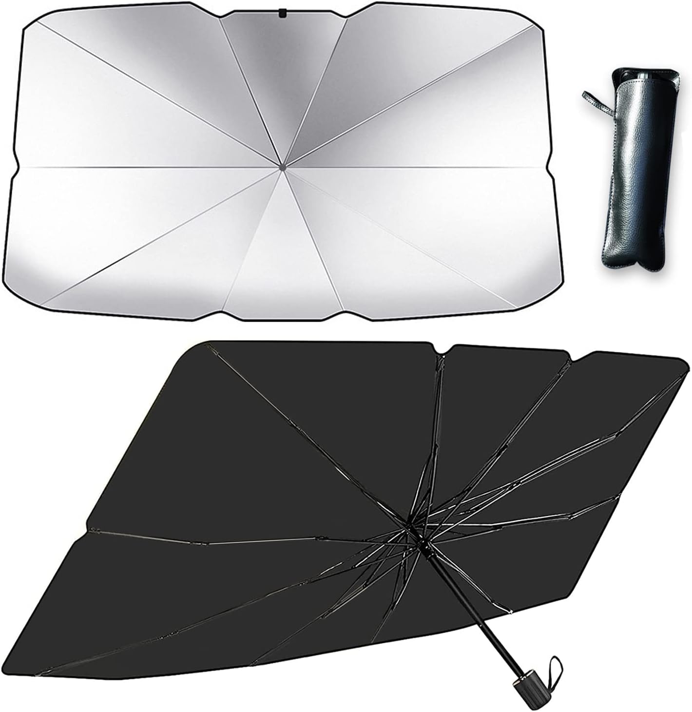 Car Windshield Sun Shade Umbrella,Foldable Car Windshield Sun Shade Umbrella,Windshield Sun Shade Umbrella,Car Umbrella Sun Shade Protect Vehicle from UV Sun and Heat (Large 57''x 31'')